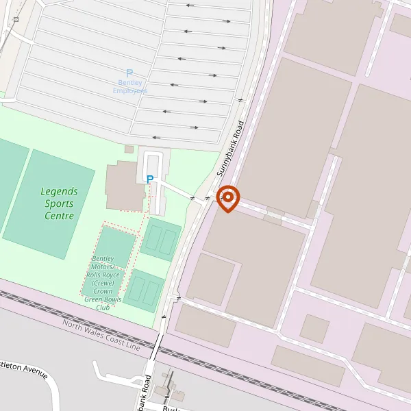 Map showing approximate location: Building S1, Bentley Motors Ltd, Sunnybank Road, Crewe, CW2 8WD