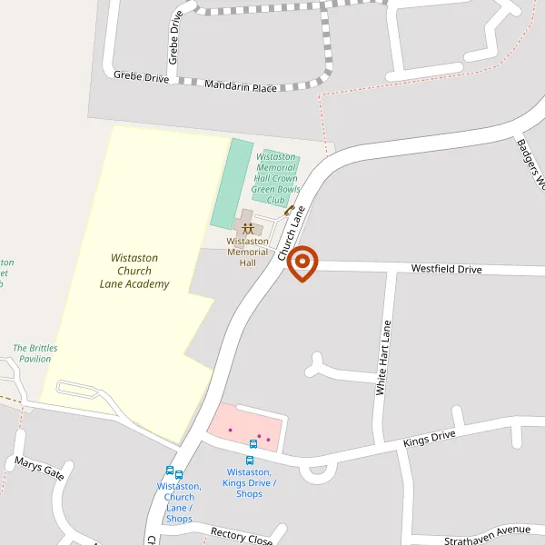 Map showing approximate location: 45, CHURCH LANE, WISTASTON, CW2 8HA