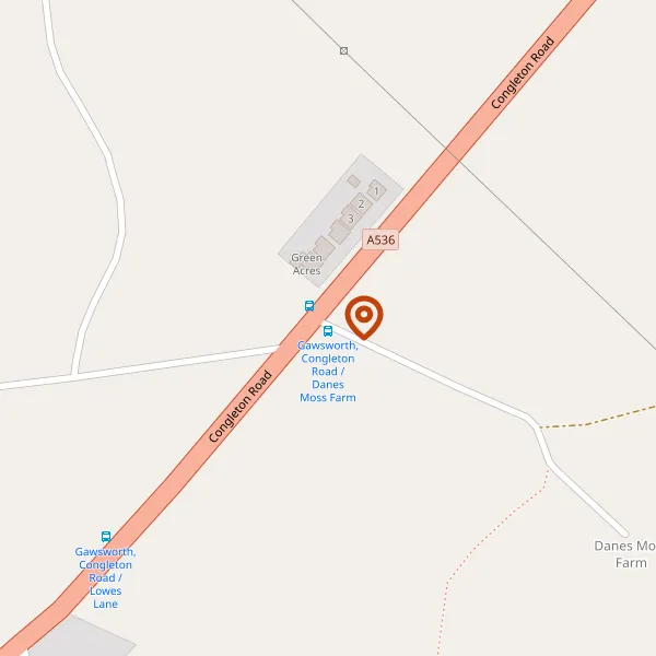 Map showing approximate location: Middle Moss Farm, Lowes Lane, Gawsworth, Cheshire, SK11 9QR