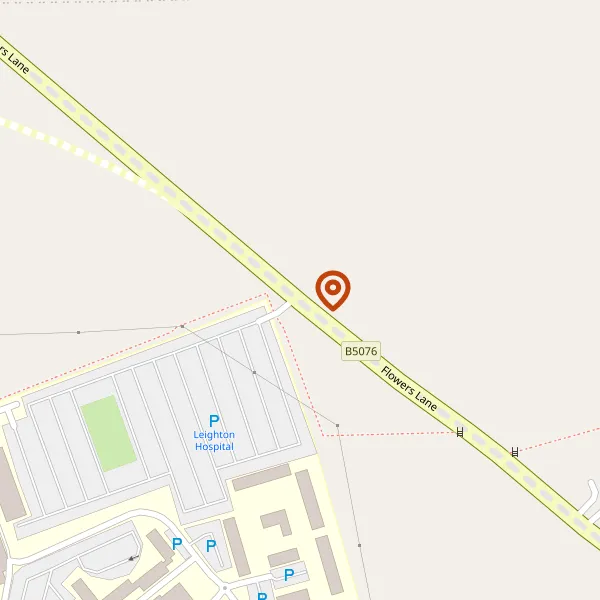 Map showing approximate location: Land At, Flowers Lane, Leighton