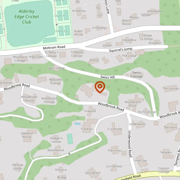 Map showing approximate location: Hillside Cottage, Mottram Road, Alderley Edge, Wilmslow, Cheshire, SK9 7JQ