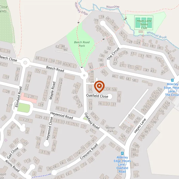 Map showing approximate location: 20, Oakfield Road, Alderley Edge, Cheshire, SK9 7LZ