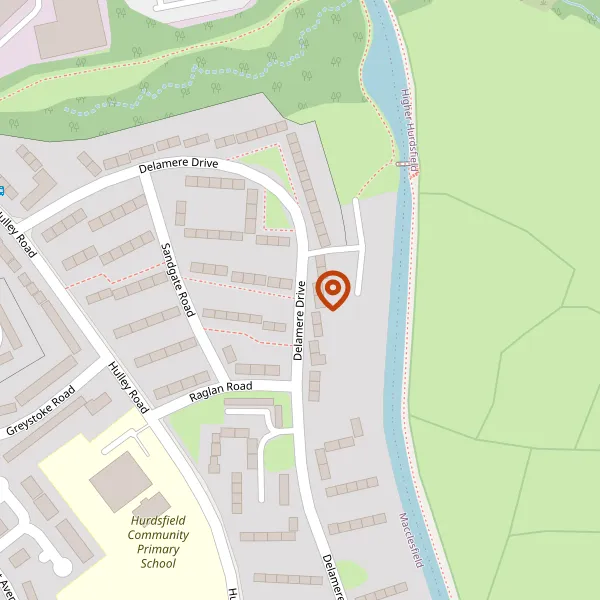 Map showing approximate location: 128, Delamere Drive, Macclesfield, SK10 2PU