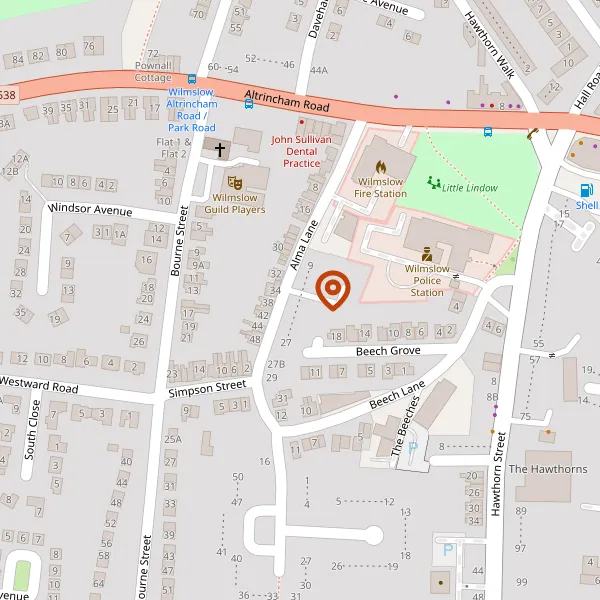 Map showing approximate location: 17, Alma Lane, Wilmslow, SK9 5EY