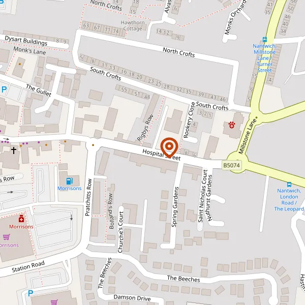 Map showing approximate location: 97, Hospital Street, Nantwich, CW5 5RU