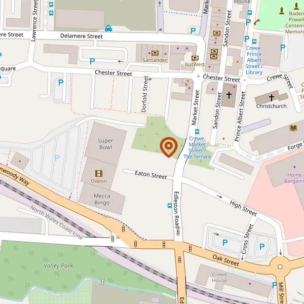 Map showing approximate location: Eaton Court, Eaton Street, Crewe, CW2 7EG