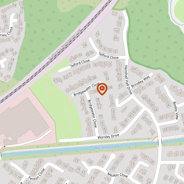 Map showing approximate location: 20, Bridgewater Close, Congleton, Cheshire, CW12 3TS