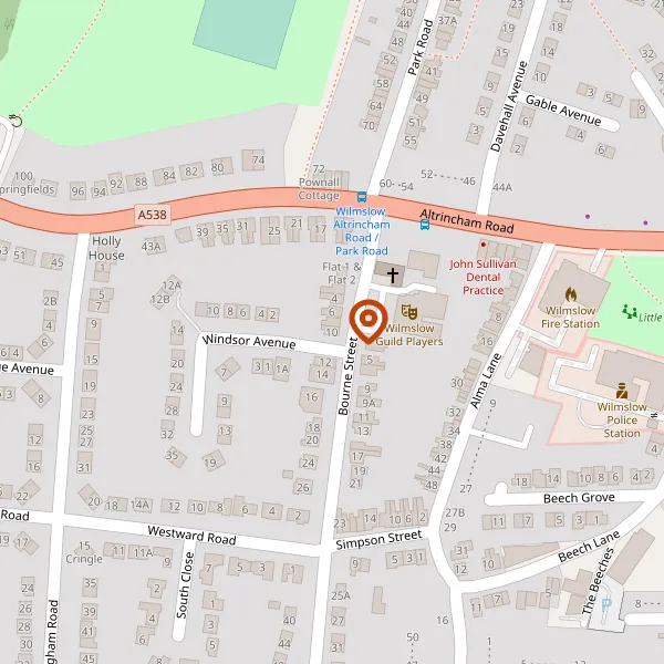 Map showing approximate location: 10, Bourne Street, Wilmslow, Cheshire, SK9 5HD