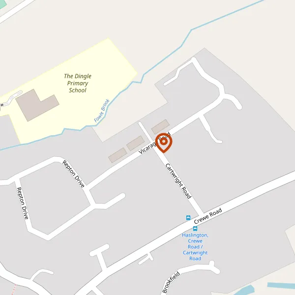 Map showing approximate location: Land Off Vicarage Road, Haslington, CW1 5RR