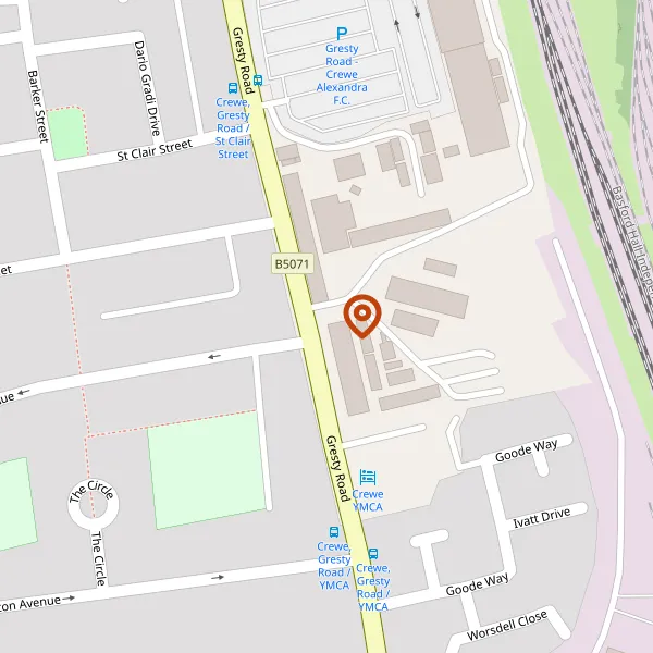 Map showing approximate location: Unipart Rail, Gresty Road, Crewe, CW2 6EH