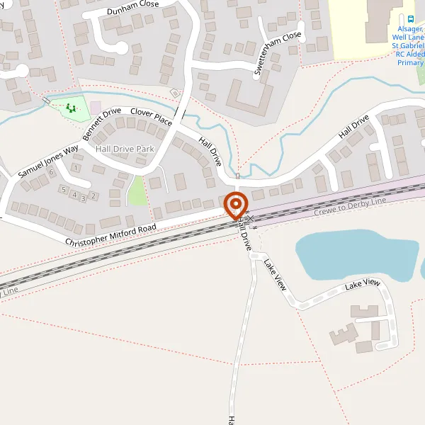 Map showing approximate location: 45, Christopher Mitford Road, Alsager, ST7 2WA