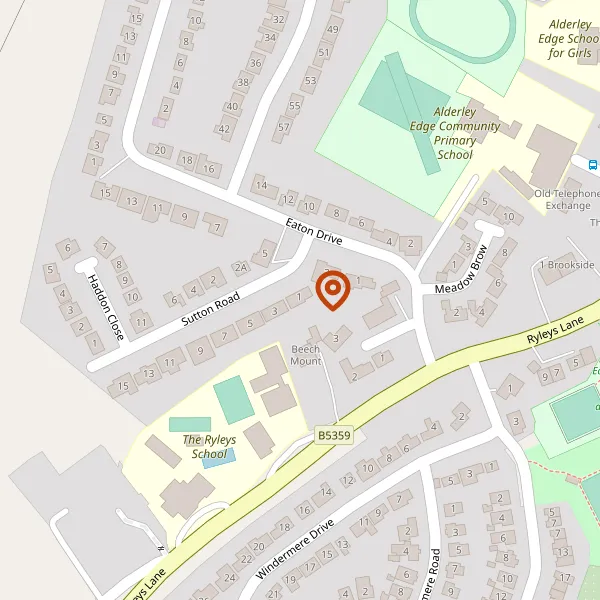 Map showing approximate location: 1, Sutton Road, Alderley Edge, Cheshire, SK9 7RB