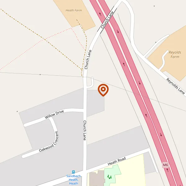 Map showing approximate location: Land North Of 24, Church Lane, Sandbach, Cheshire