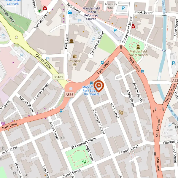 Map showing approximate location: 23, Park Street, Macclesfield, Cheshire, SK11 6SR