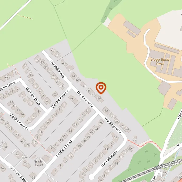 Map showing approximate location: 36, The Ridgeway, Disley, Stockport, Cheshire, SK12 2JQ