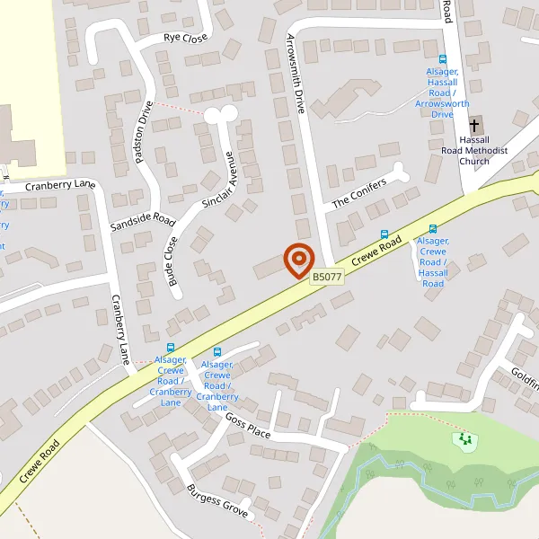 Map showing approximate location: Limewood, 163, Crewe Road, Alsager, Stoke-On-Trent, Cheshire, ST7 2JH