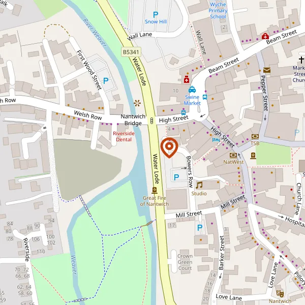 Map showing approximate location: Wardens House, Beam Street, Nantwich, CW5 5LZ