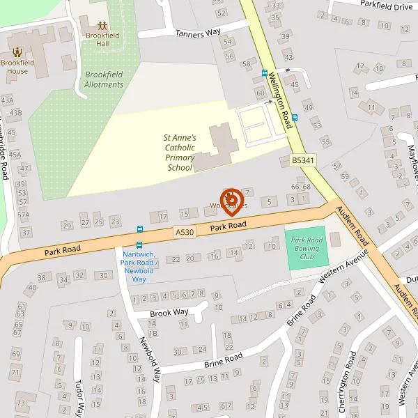 Map showing approximate location: 11, Park Road, Nantwich, Cw5 7Aq