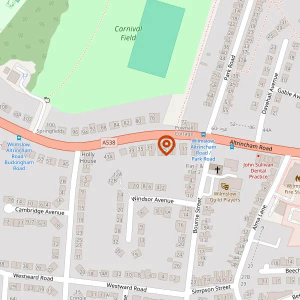 Map showing approximate location: 31, Altrincham Road, Wilmslow, Cheshire, SK9 5NG