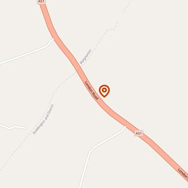 Map showing approximate location: The Sheiling, London Road, Doddington, Cw5 7Nh