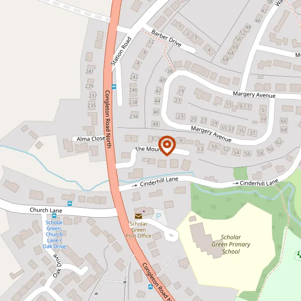 Map showing approximate location: Land Between 1 & 3, The Mount, Scholar Green