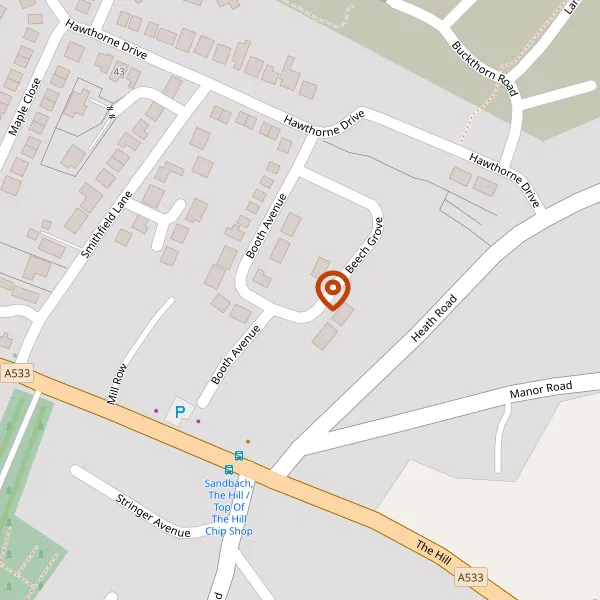 Map showing approximate location: 20, Beech Grove, Sandbach, CW11 4JW