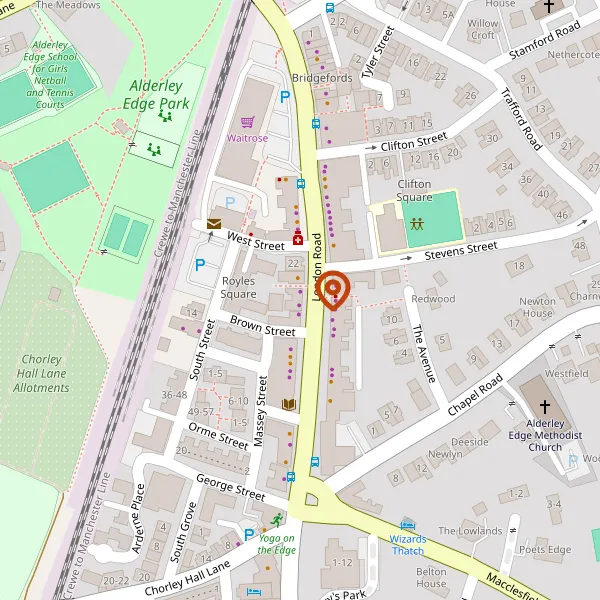 Map showing approximate location: 28A And 28C, London Road, Alderley Edge, SK9 7DZ