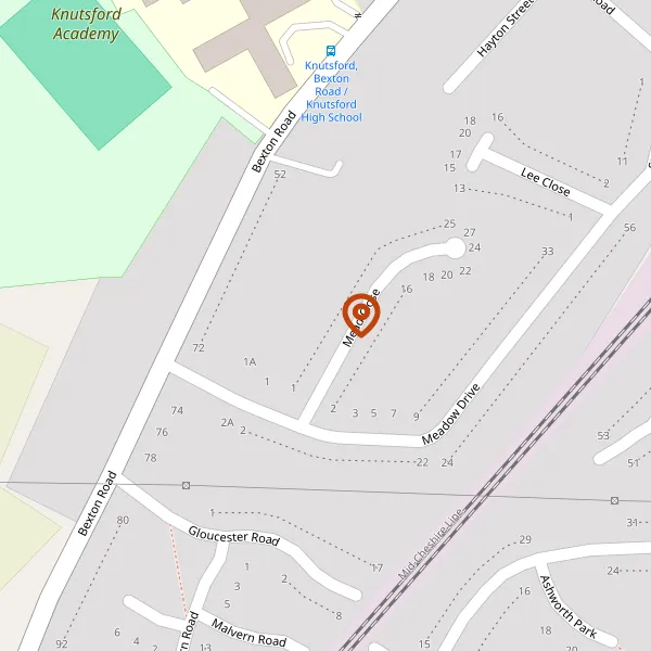 Map showing approximate location: 9, Mead Close, Knutsford, Cheshire, Wa16 0Du