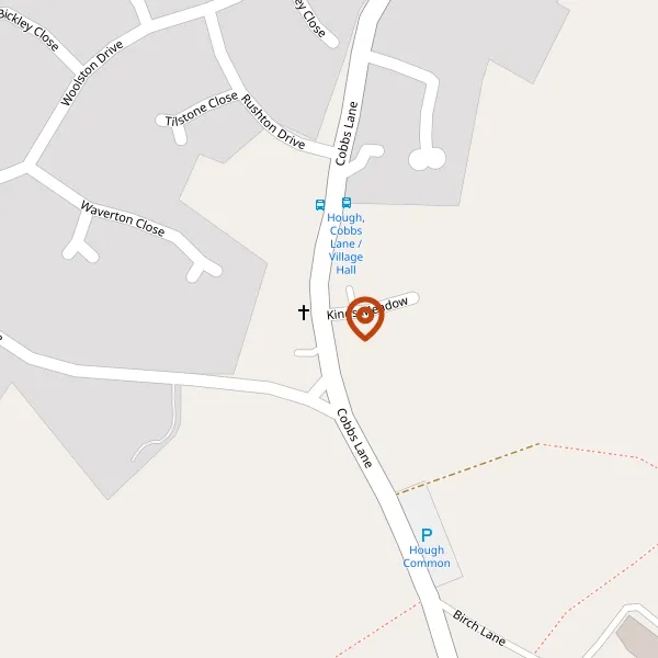 Map showing approximate location: Hough Methodist Church, 70, Cobbs Lane, Hough, Cheshire East, CW2 5JN