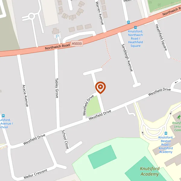 Map showing approximate location: 64, Westfield Drive, Knutsford, WA16 0BN