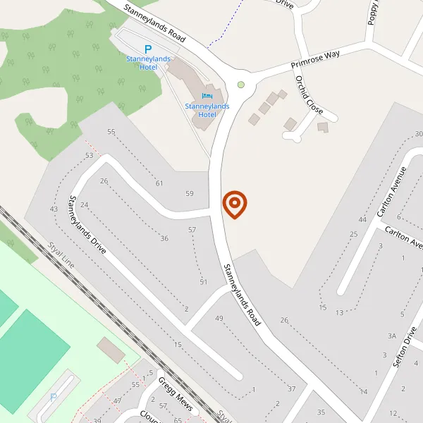 Map showing approximate location: Land At, Stanneylands Road, Wilmslow