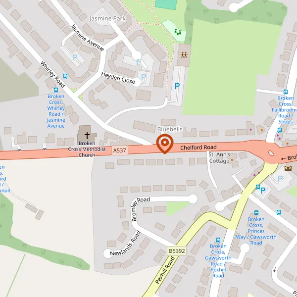 Map showing approximate location: Land Between Chelford Road And Whirley Road, Chelford Road, Henbury