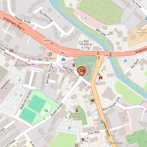 Map showing approximate location: Church House, 20, Hightown, Middlewich, Cheshire, CW10 9AN