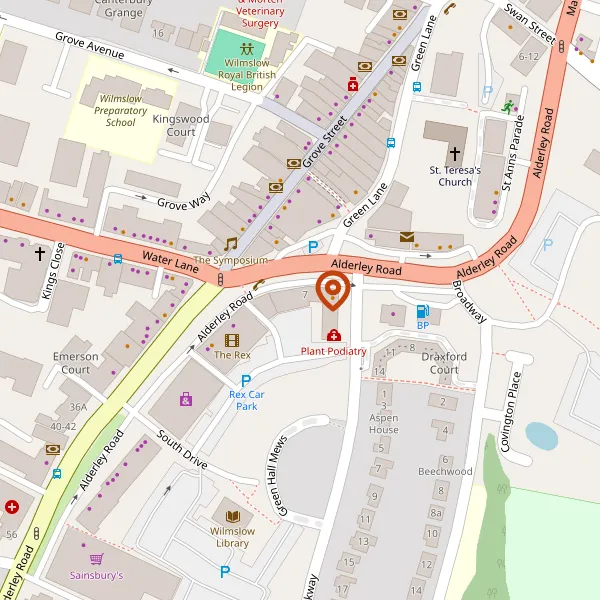 Map showing approximate location: Rex Buildings, Alderley Road, Wilmslow