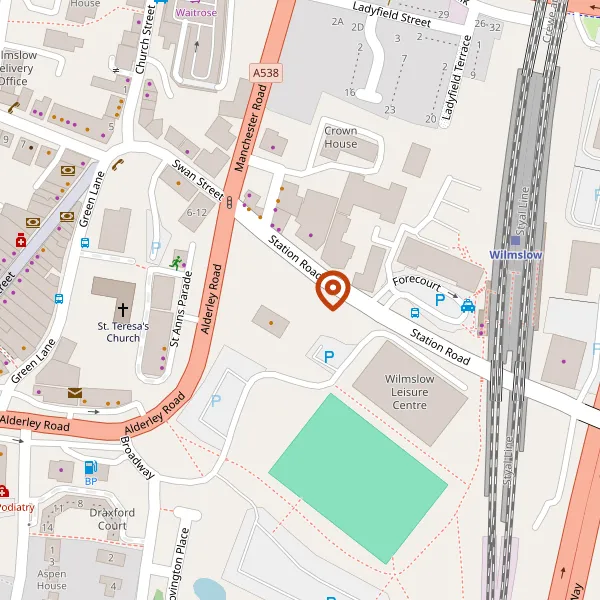 Map showing approximate location: The Rectory, Station Road, Wilmslow, SK9 1BU