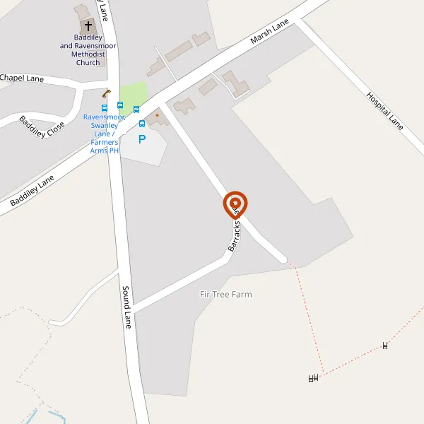 Map showing approximate location: Fir Tree Farm, 35, Barracks Lane, Ravensmoor, Cheshire, CW5 8PR