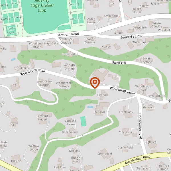 Map showing approximate location: The Hollies, Woodbrook Road, Alderley Edge, SK9 7DB