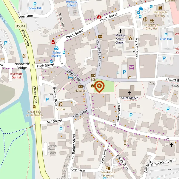 Map showing approximate location: Nantwich Town Square, Nantwich