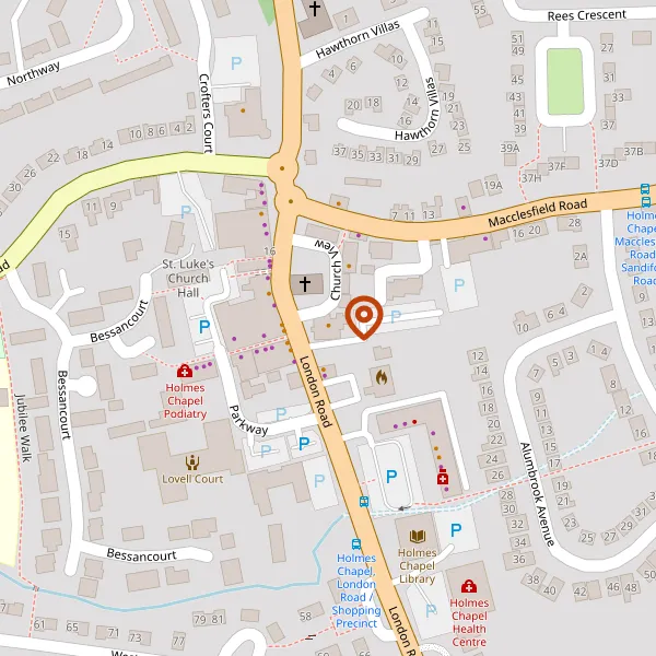 Map showing approximate location: The Old Red Lion, London Road, Holmes Chapel, Cheshire, CW4 7AQ