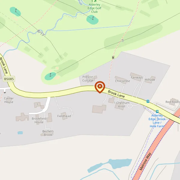 Map showing approximate location: Brookfield Farm, Brook Lane, Alderley Edge, Cheshire, SK9 7QQ