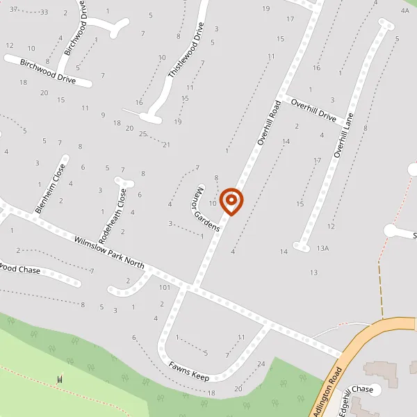 Map showing approximate location: 1, Manor Gardens, Wilmslow, Cheshire, SK9 2DQ