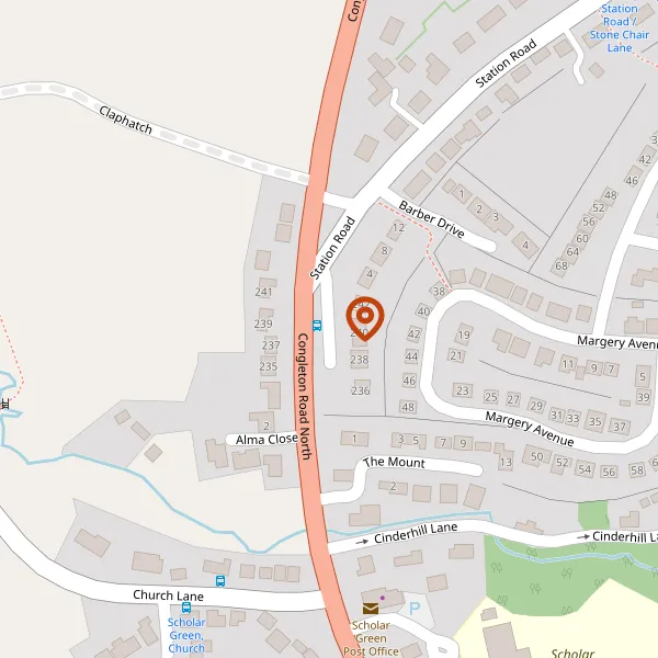 Map showing approximate location: 236, Congleton Road North, Scholar Green, ST7 3HQ