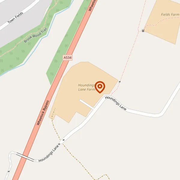 Map showing approximate location: Houndings Lane Farm, Houndings Lane, Sandbach, Cheshire, CW11 4HJ