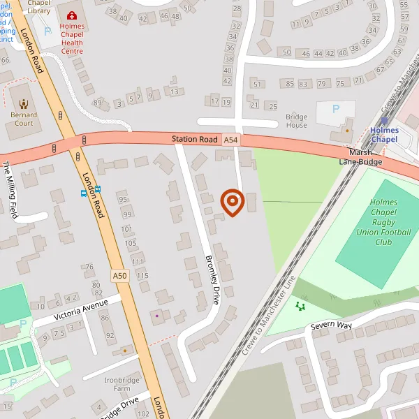 Map showing approximate location: 5, Bromley Drive, Holmes Chapel, CW4 7AX