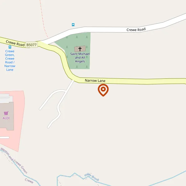 Map showing approximate location: The Old Vicarage, Narrow Lane, Crewe, CW1 5UN