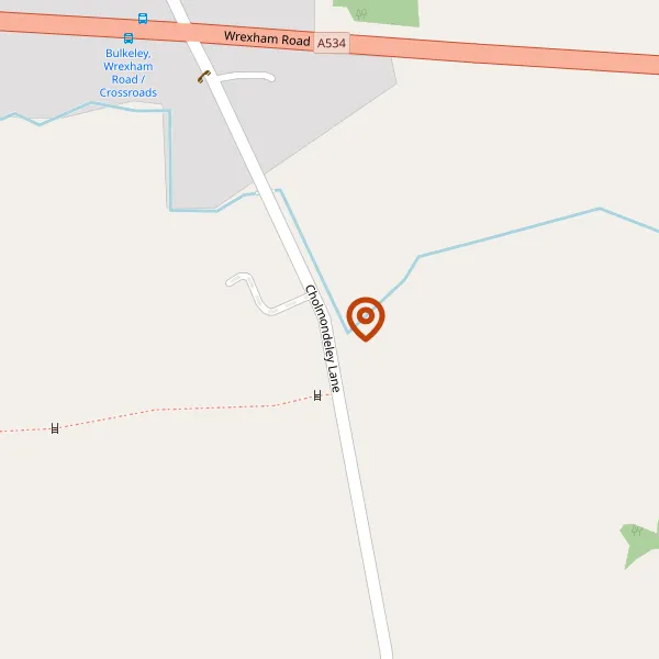 Map showing approximate location: Brook Cottage, Cholmondeley Lane, Bulkeley, SY14 8BP