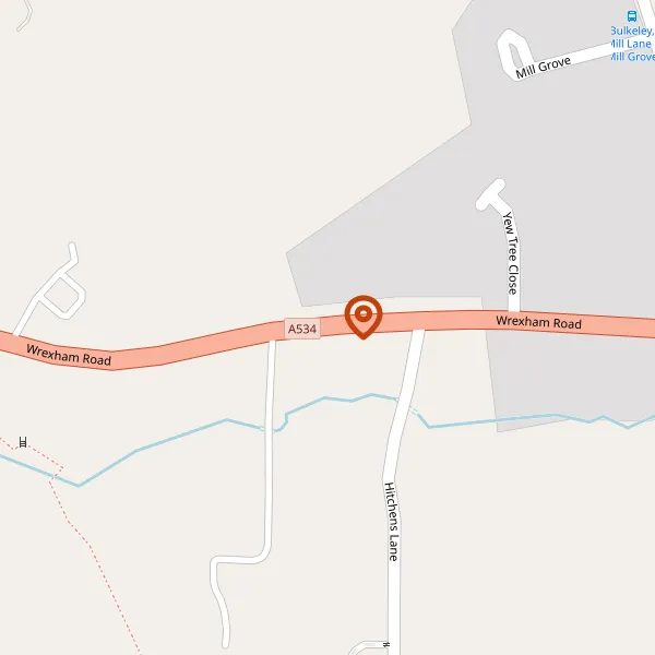 Map showing approximate location: Hill View House, Wrexham Road, Bulkeley, SY14 8BX