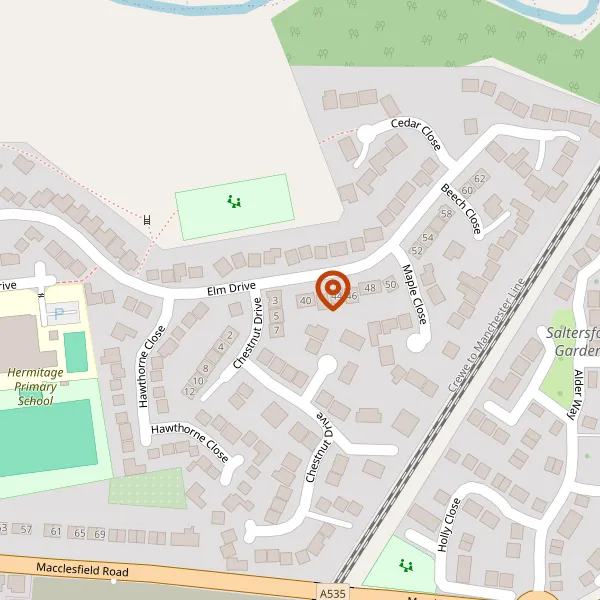 Map showing approximate location: 70, Elm Drive, Holmes Chapel, CW4 7QG