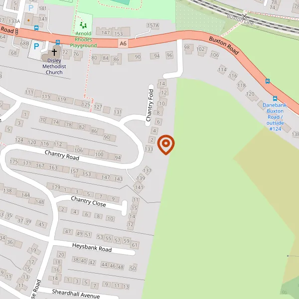 Map showing approximate location: 133, Chantry Road, Disley, Stockport, Cheshire, SK12 2DN