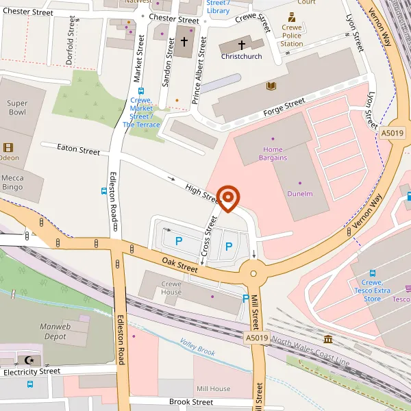 Map showing approximate location: 14, High Street, Crewe, CW2 7BN